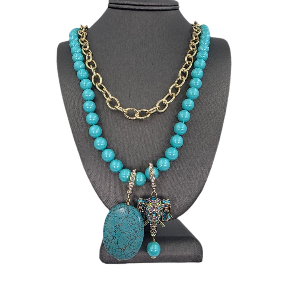 Heidi Daus "Loop Back Around" Beaded Crystal Chain Transformable Charm Necklace